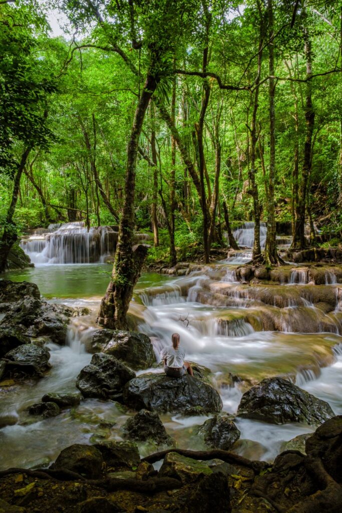 Erawan Waterfall Thailand, Beautiful Deep Forest Waterfall In Thailand